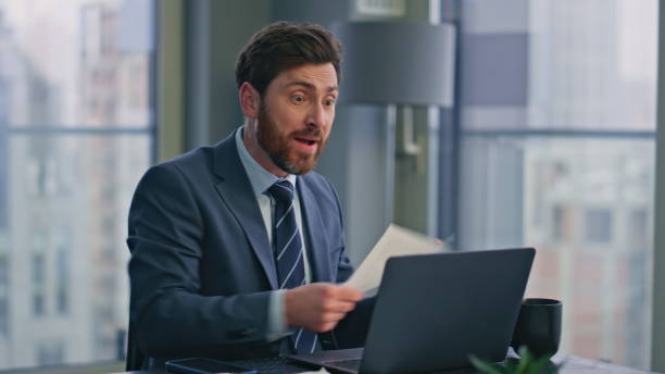 istock Mad director arguing online speaking video call at panoramic window room closeup 2162608040