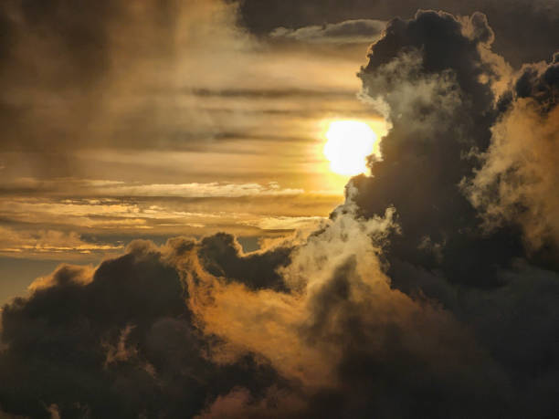 Beatiful sunset with turbulent clouds in Peru.