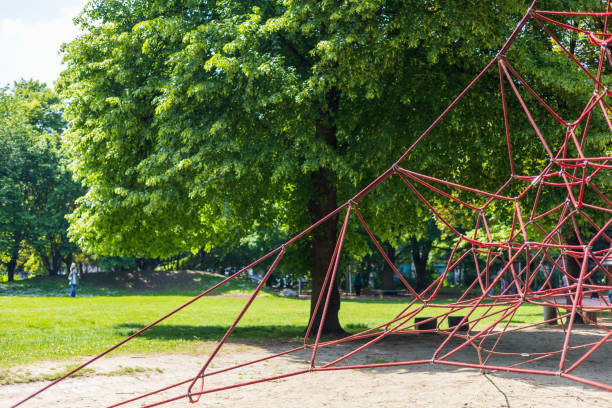 istock Red Rope Climbing Structure in Munich Park 2162612989