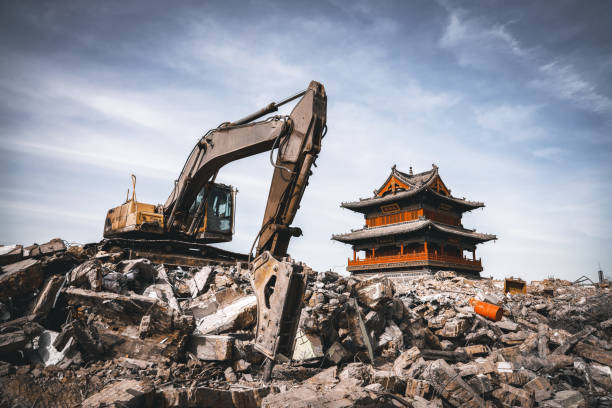 Ancient Taiping Building being demolished in Datong, Shanxi, China