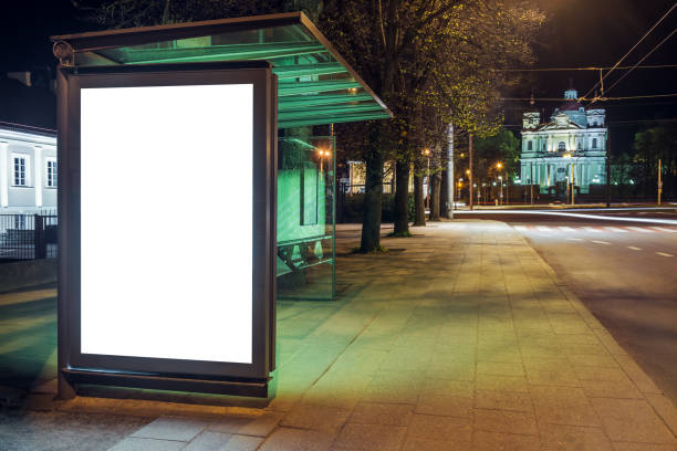 istock Mock Up Of Blank Bus Stop Vertical Advertising Light Box 2162618449