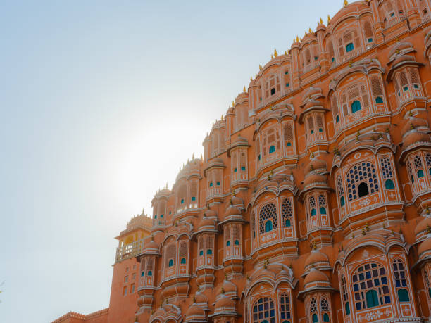 Hawa Mahal palace in Jaipur from street level