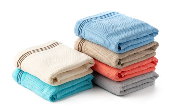 istock Stacked Cotton Towels isolated on White Background 2162625861