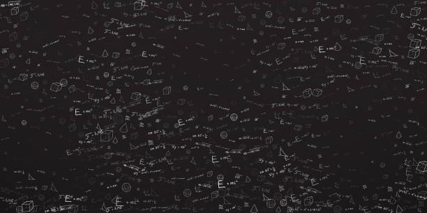 istock Hand drawn math symbols on black background. Vector illustration of green chalkboard with math signs formula 2162627680