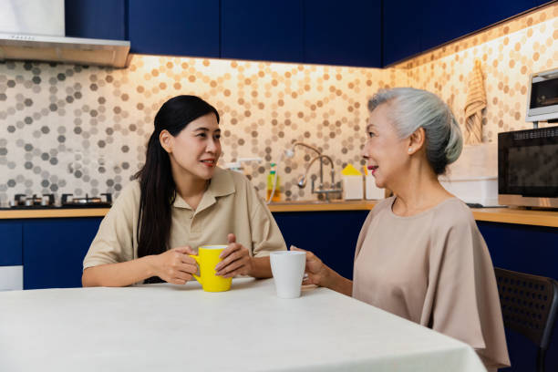 istock Senior enjoy living with caretaker, support, at nursing home. 2162628775