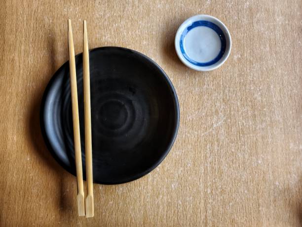 istock Black empty plate in the Japanese restaurant 2162630819