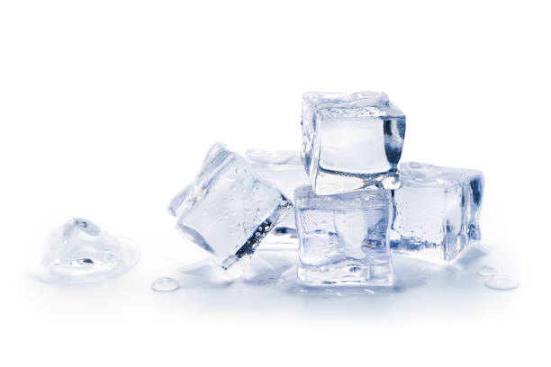 istock Pile of ice cubes isolated on white background, Artificial acrylic ice cubes 2162635453