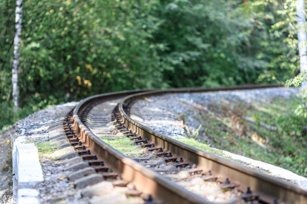 a turn on a narrow-gauge railway road. turn on the railway tracks