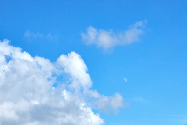 view of the blue sky with white clouds on a sunny summer day