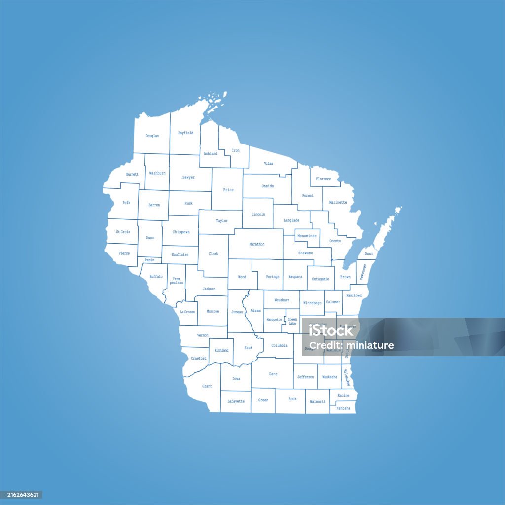 Wisconsin Map Basic Wisconsin Map Stock Illustration - Download Image Now - Abstract ...