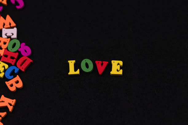 Colorful Love Letters on Black Background