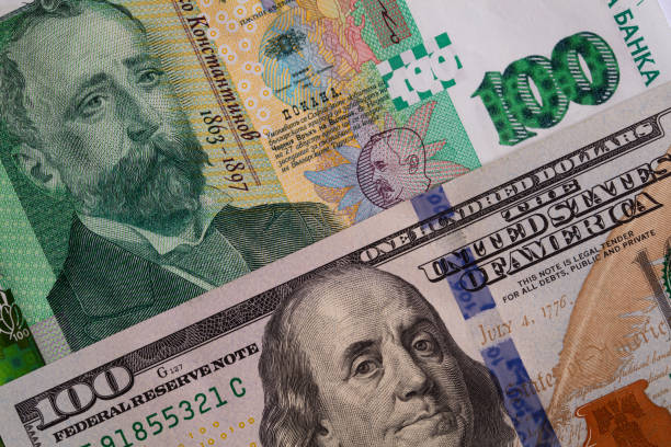 istock Bulgarian lev and US dollar banknotes 2162645872