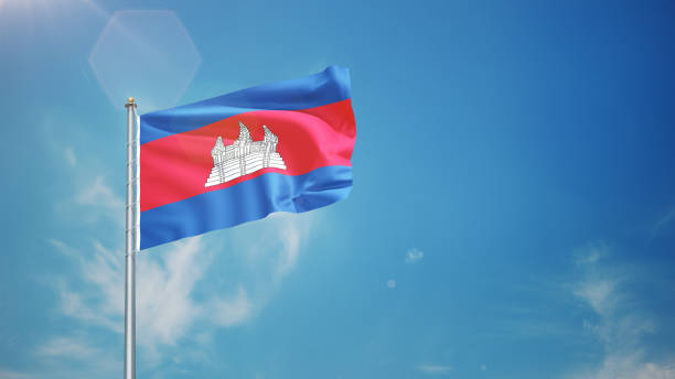 Made in Cambodia, silver badge with the flag of Cambodia