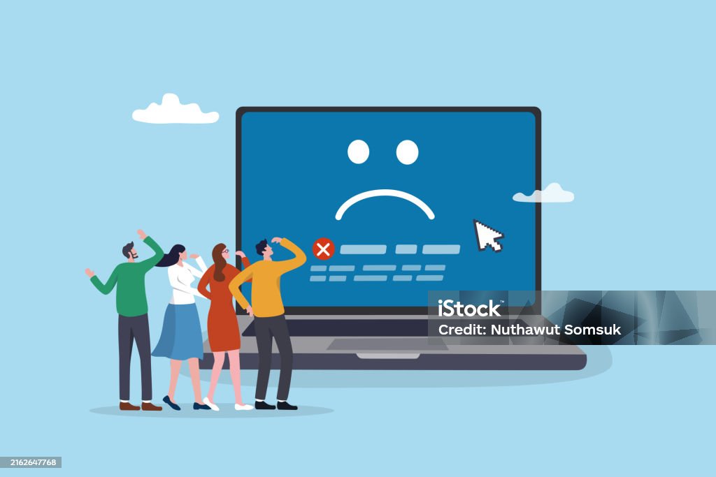 Computer Outage Error Or Failure Causing By Software Update Mistake ...
