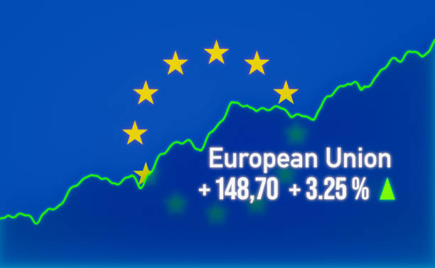 istock European Union stock market up, rising chart. 2162648387