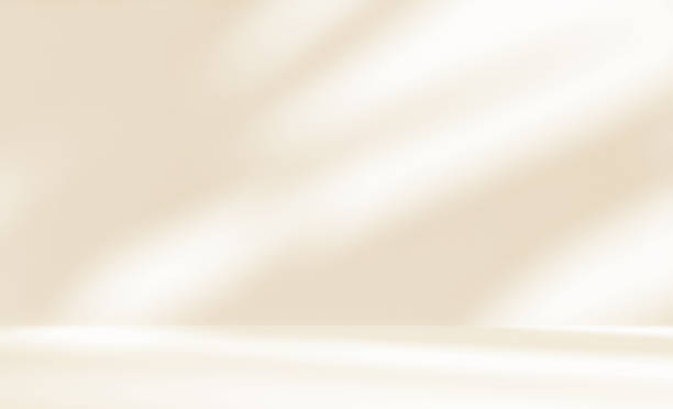 Empty cream beige room studio with shadow of leaves for product presentation.