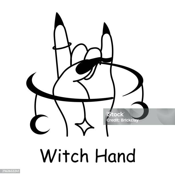 Witch Using Left Hand Witch Hand Stock Illustration - Download Image Now - Doodle, Gesturing ...