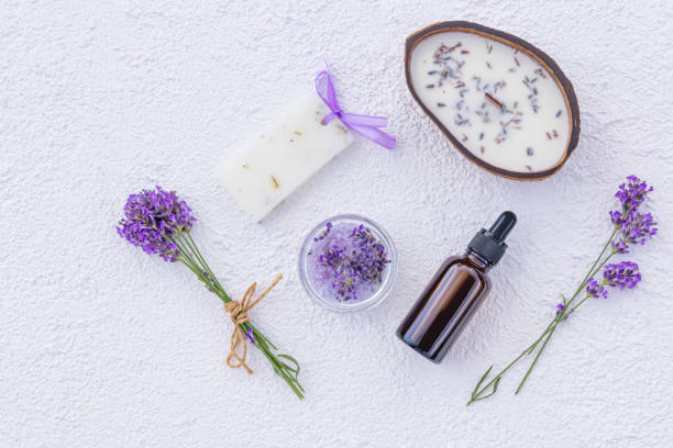 istock A set of cosmetics for spa, aromatherapy, face and body care based on lavender extract on a white background among sprigs of fresh lavender 2162654802
