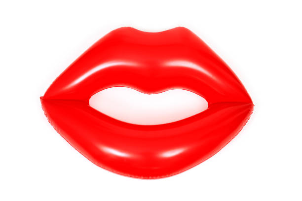 a floaty in the shape of a pair of red lips on a white background
