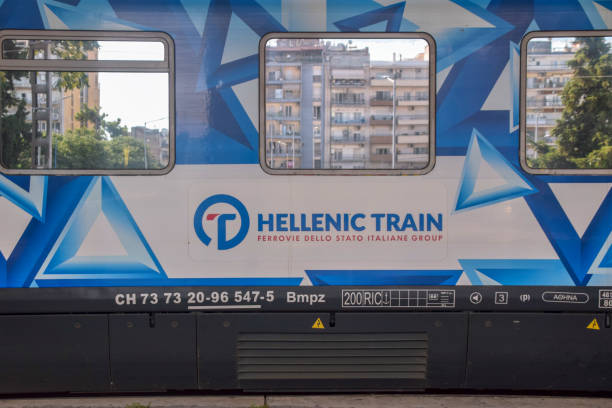 Thessaloniki, Greece. JULY12,2024.Trains sit on the platform at Thessaloniki railway station