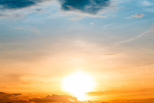 istock Beautiful , luxury soft gradient orange gold clouds and sunlight on the blue sky perfect for the background, take in everning,Twilight, Large size, high definition landscape photo 2162659781