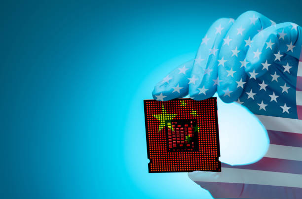 istock US-China chip war. Semiconductor industry. Geopolitical battleground. Tensions in US-China semiconductor reshape chip stocks and Taiwan's tech landscape, driving innovation amid export restrictions. 2162662396