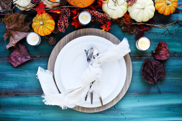 istock A harvest place setting on an autumn Thanksgiving decorated table 2162664554