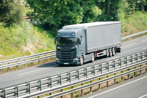 istock Semi truck on a highway 2162673836