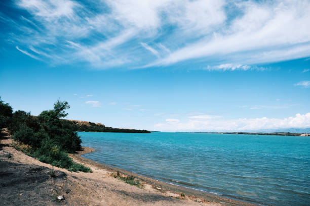 Panorama of Issyk-Kul lake bay