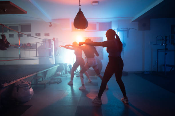 istock Young women at boxing practice 2162685481
