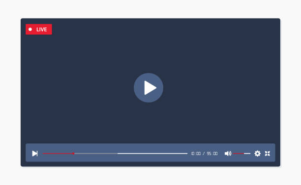 Online blank live streaming video frame with control buttons Online blank live streaming video frame with control buttons. All design elements are on separate layers. black background hd stock illustrations