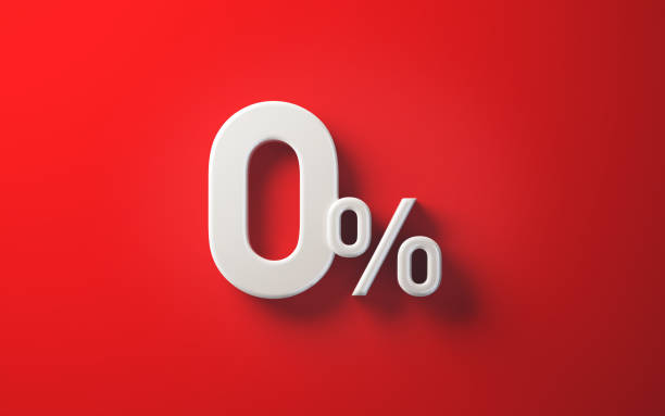 istock Zero Percent Sign with White Reflection on Red Dark Soft Background 2162689386