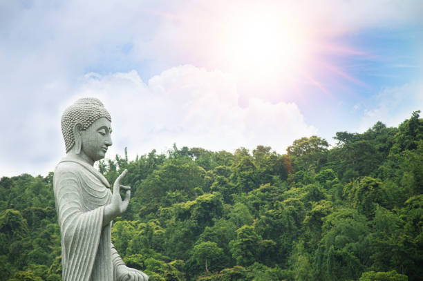 Fairy brozen statues at Tian Tan Big Buddha complex in Lantau Island, Hong Kong, China, Asia.