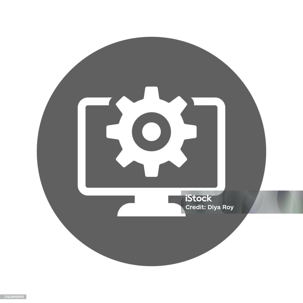 Computer Geab Computer Desktop With Gear Inside Stock Illustration - Download Image ...