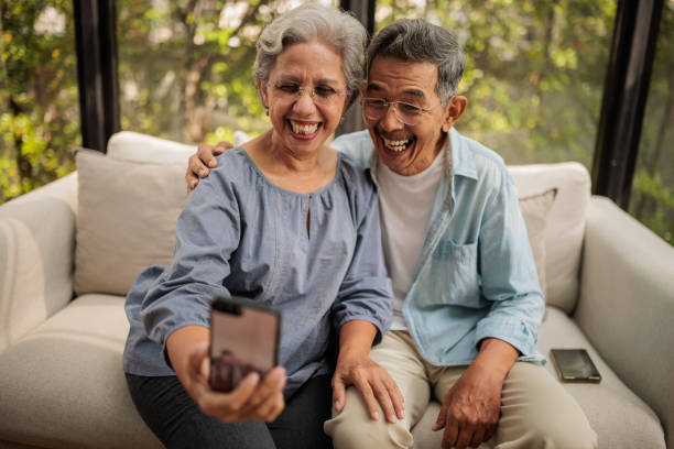 istock Senior couple on video call 2162703478