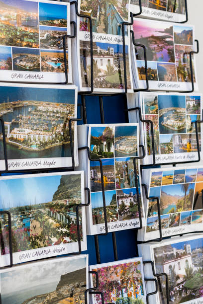 paper greeting cards with photos of famous and popular tourist places and attractions in Gran Canaria