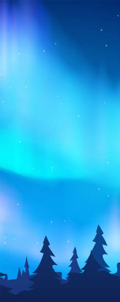 istock Abstract illustration of the Northern Lights on a vertical banner. 2162705427
