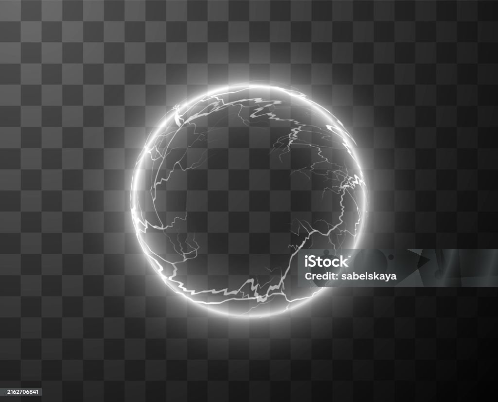Lightning Rounding Form Round Frame With White Electrical Lightning Discharges Stock ...