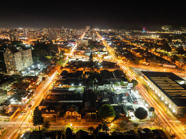 istock Aerial view of Temuco at night 2162707526