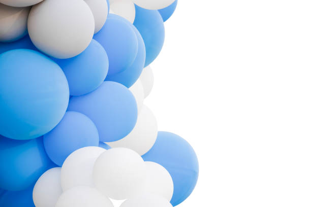 white and blue inflated balloons