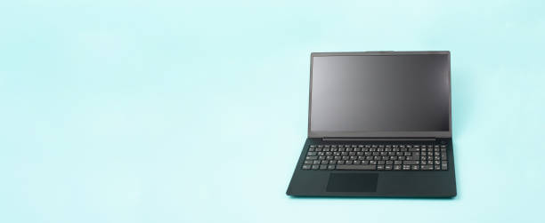 istock Blank laptop screen, upload data, business concept, installation application, computer on desk 2162710597