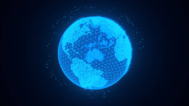 istock Planet earth in technology video with neon line in space and satellites, internet globalization - 3D Illustration 2162710624