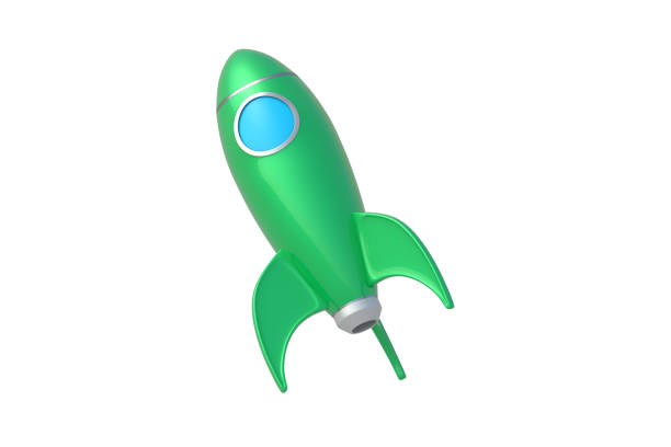 istock Green toy rocket isolated on white background. 3d render 2162710700