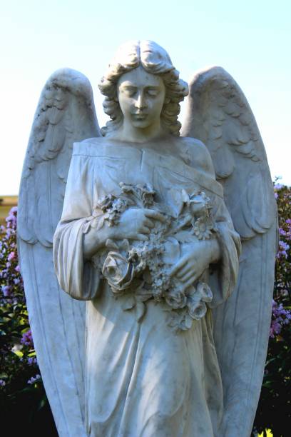 The white angel statue in the church