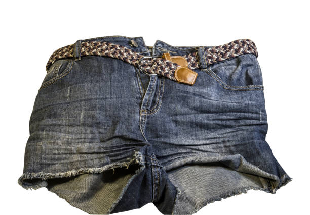 istock denim shorts with belt 2162711267