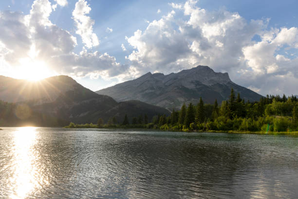 istock Sunrise over lake and mountains 2162717231
