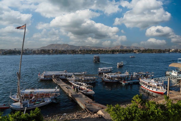 Felucca pier on the Nile river in Luxor