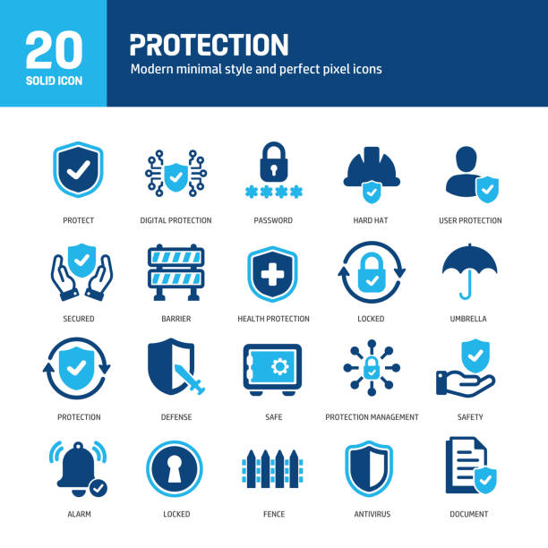 schutzglyphe feste symbole. enthält eine sammlung solider symbole für sicherheit, sicherheit und verteidigung. vektor-illustration. für website-design, logo, app, vorlage, benutzeroberfläche usw. - versicherung stock-grafiken, -clipart, -cartoons und -symbole