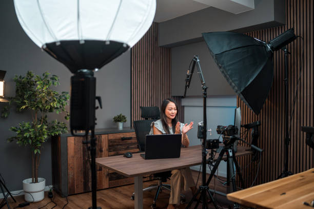 istock Asian Female Content Creator on Camera Livestreaming 2162722881