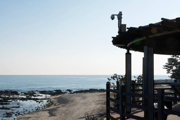 istock Korean gazebo on the seaside cliff 2162728745